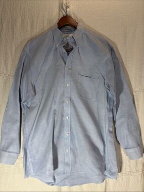 Vintage Enro Light Blue Oxford Cloth Button Down Shirt 17-36 Tall USA Made